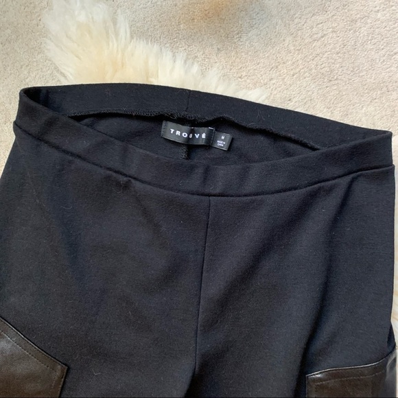 Trouvé Faux Leather Panel Black Classic Leggings M - Picture 9 of 10